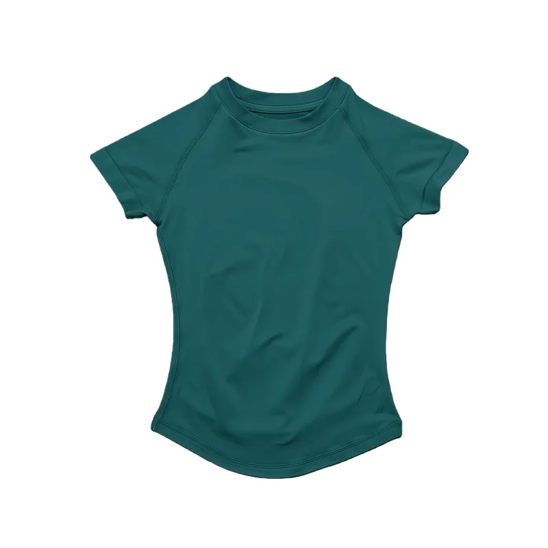 Sporttop met korte mouwen Dames Naadloos Yoga Turnpakje Kleding Hardloopsport T-shirt Gym Yoga Slim Fitness Actief Top-T-shirt - afbeelding 2