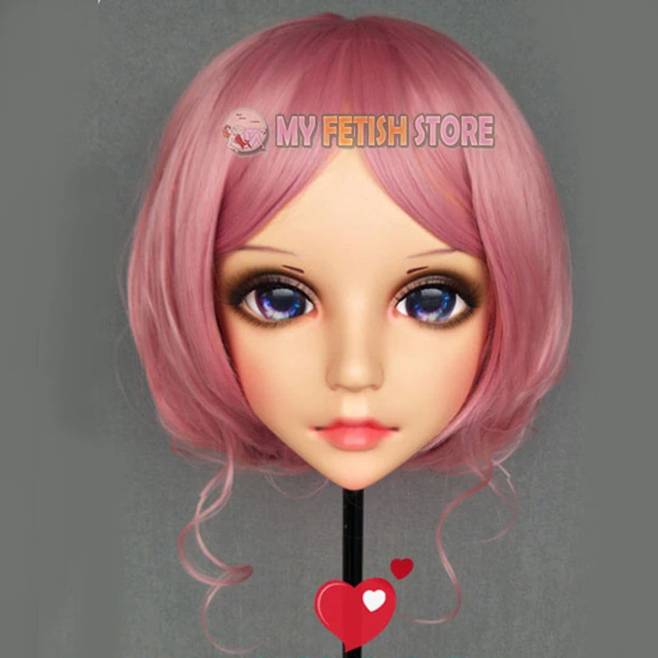 (Hua-02) femme douce fille résine demi-tête Kigurumi BJD yeux Crossdress Cosplay japonais Anime rôle Lolita masque avec yeux et perruque
