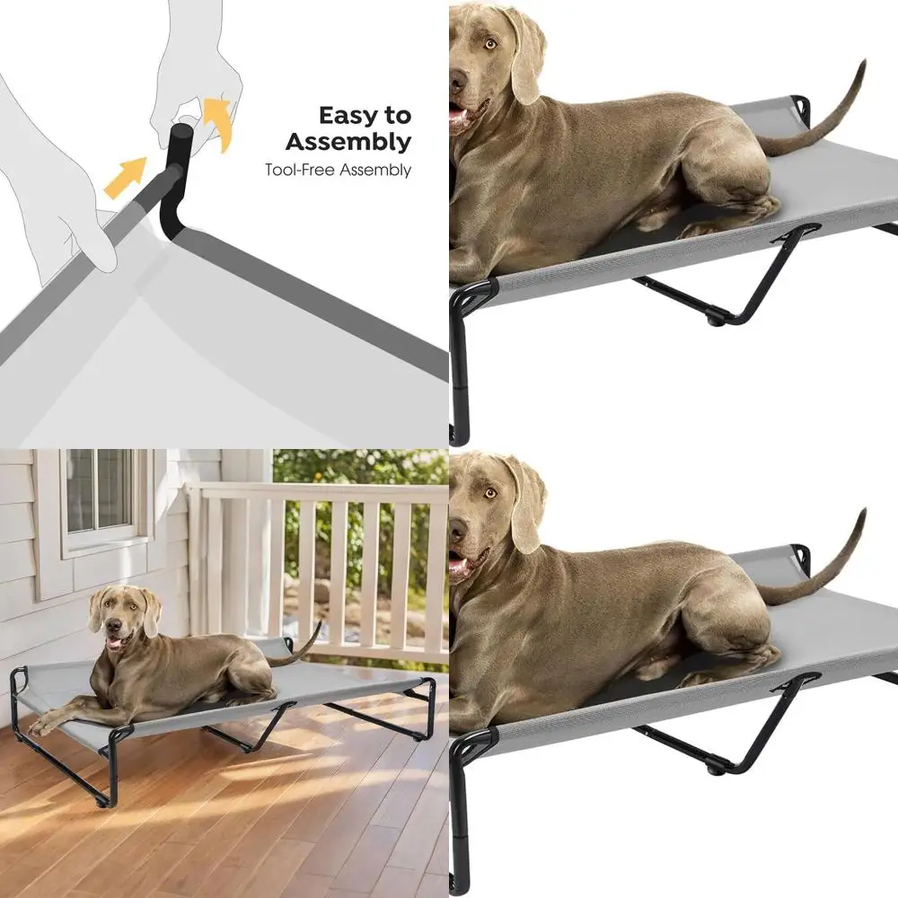

Portable Cooling Elevated Dog Bed, Large Size Pet Hammock Platform with Washable Mesh, Non-Slip Feet, Grey, XXL, CWC2201