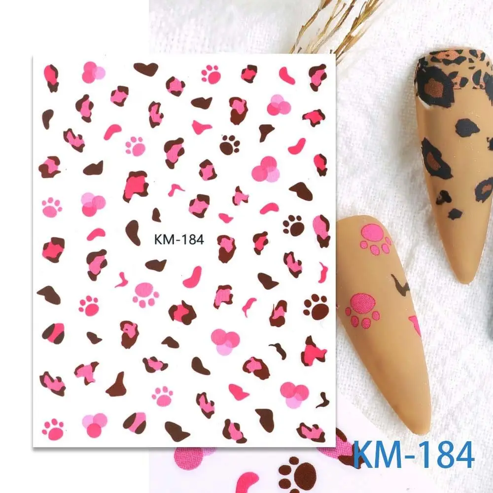 Pegatinas autoadhesivas con estampado de leopardo japonés, accesorios de manicura, calcomanías para uñas, pata de oso, leopardo