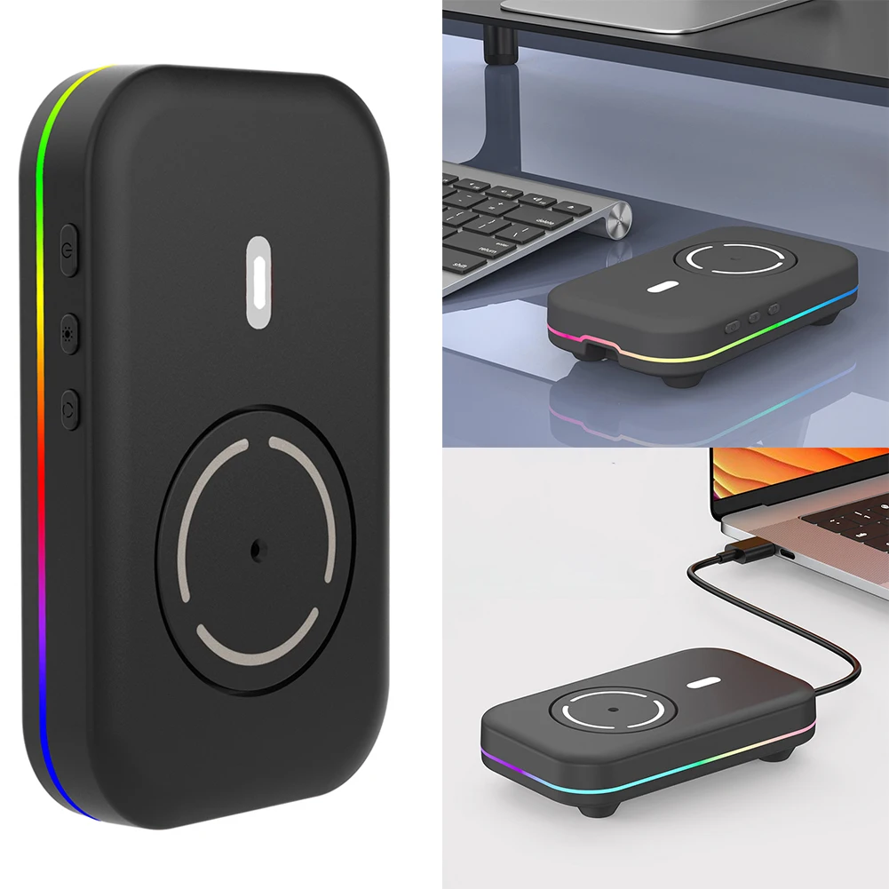 

Необнаружимая автоматическая мышь Wiggler с RGB подсветкой, устройство для перемещения мыши, не требуется программное обеспечение/без драйверов, поддержка компьютера, ноутбука, активного обеспечения