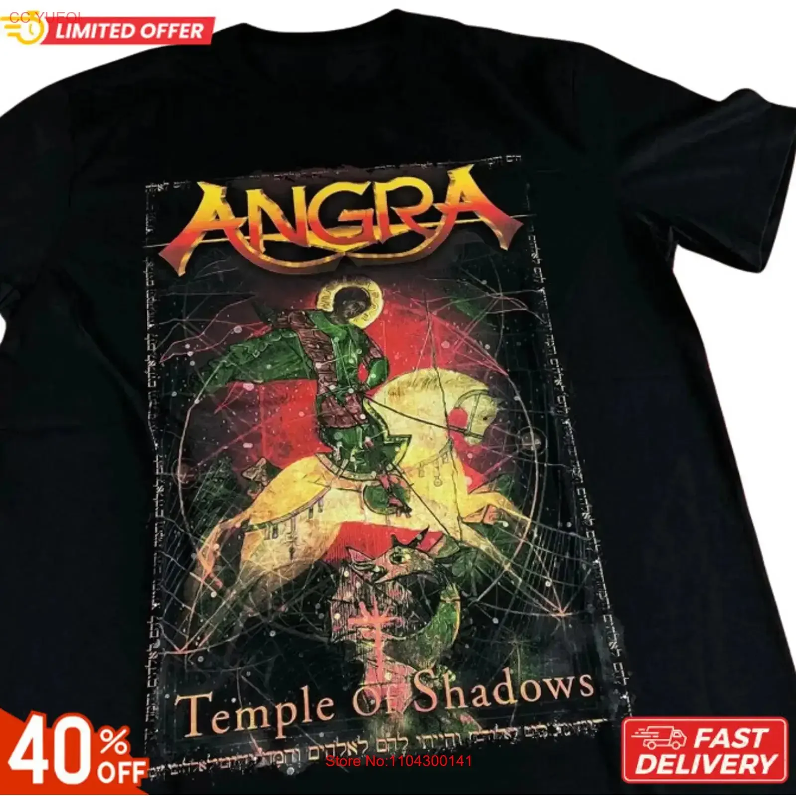 Angra Temple Of Shadows T Shirt  Cotton Black Men S to 5XL BE1980 vintage Washed homme Top For Everyday Wear Casual