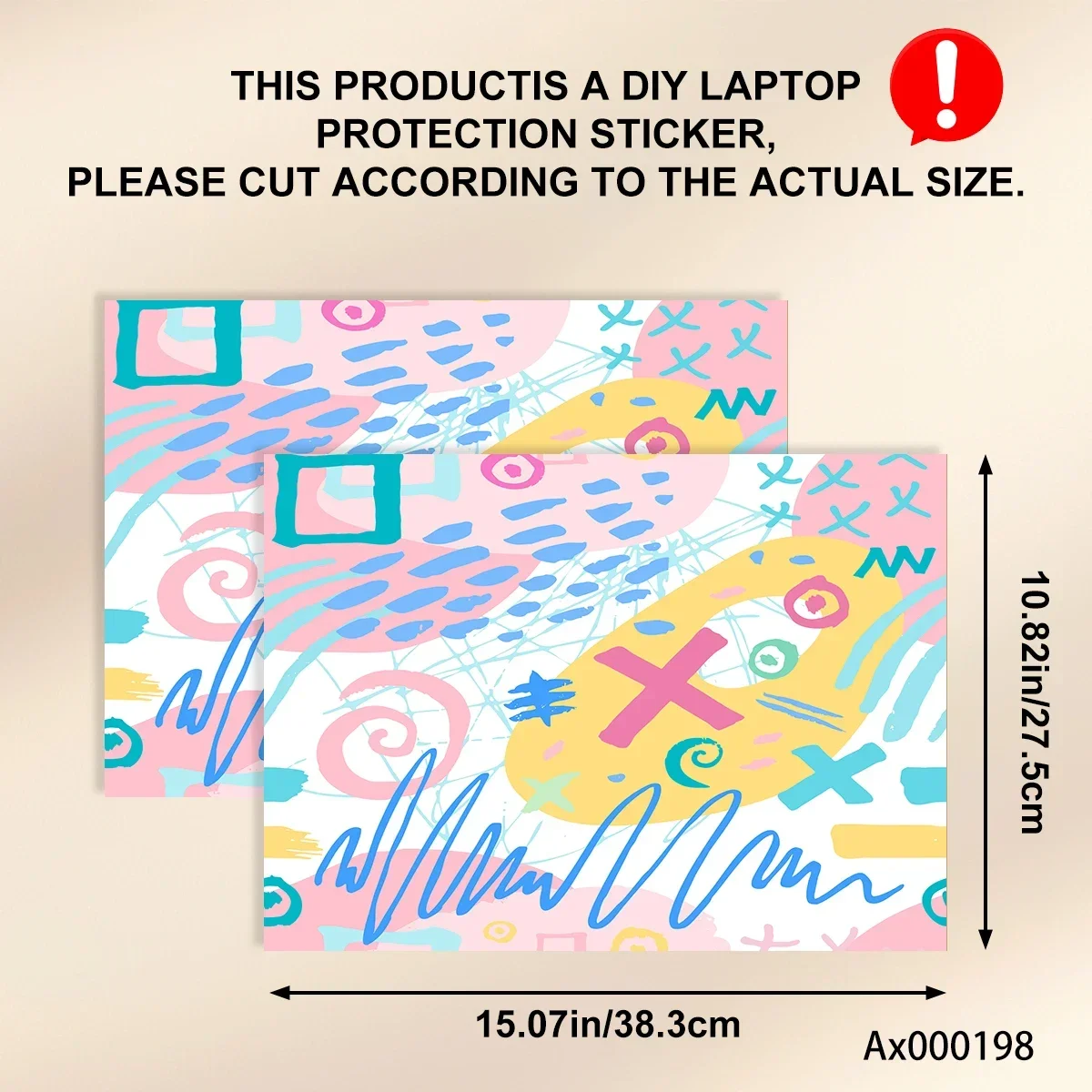 2 قطعة 15.07*10.82 بوصة الملونة الكتابة على الجدران ملصقات الكمبيوتر المحمول مجردة هندسية ذاتية اللصق المضادة للخدش لوازم ديكور الكمبيوتر المحمول #6