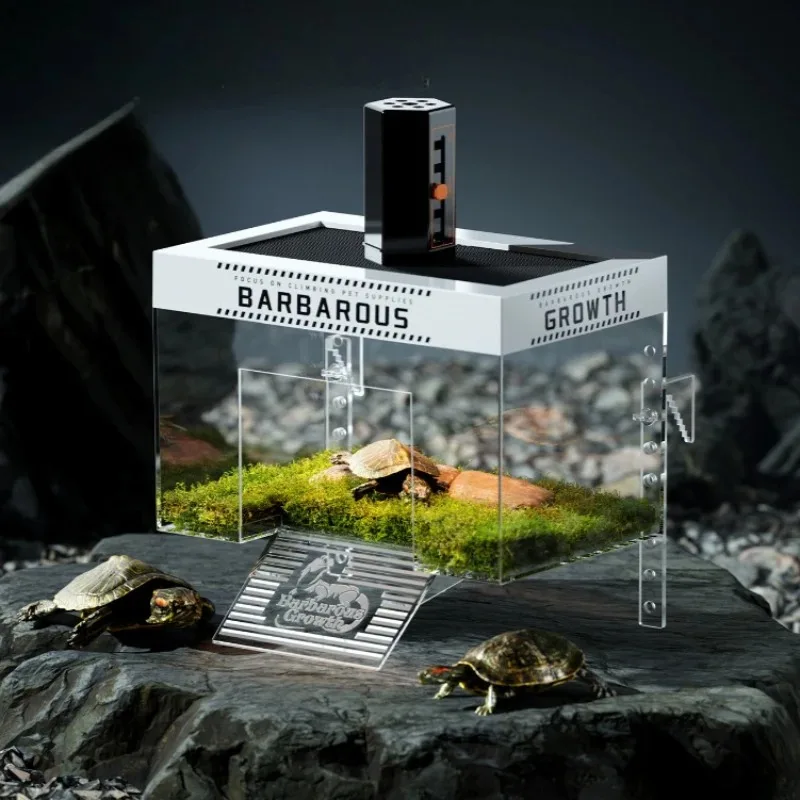Turtle Terrarium Basking Platform Transparent Adjustable Turtle Platform with Basking Lamp Aquarium Platforms Turtles Habitat
