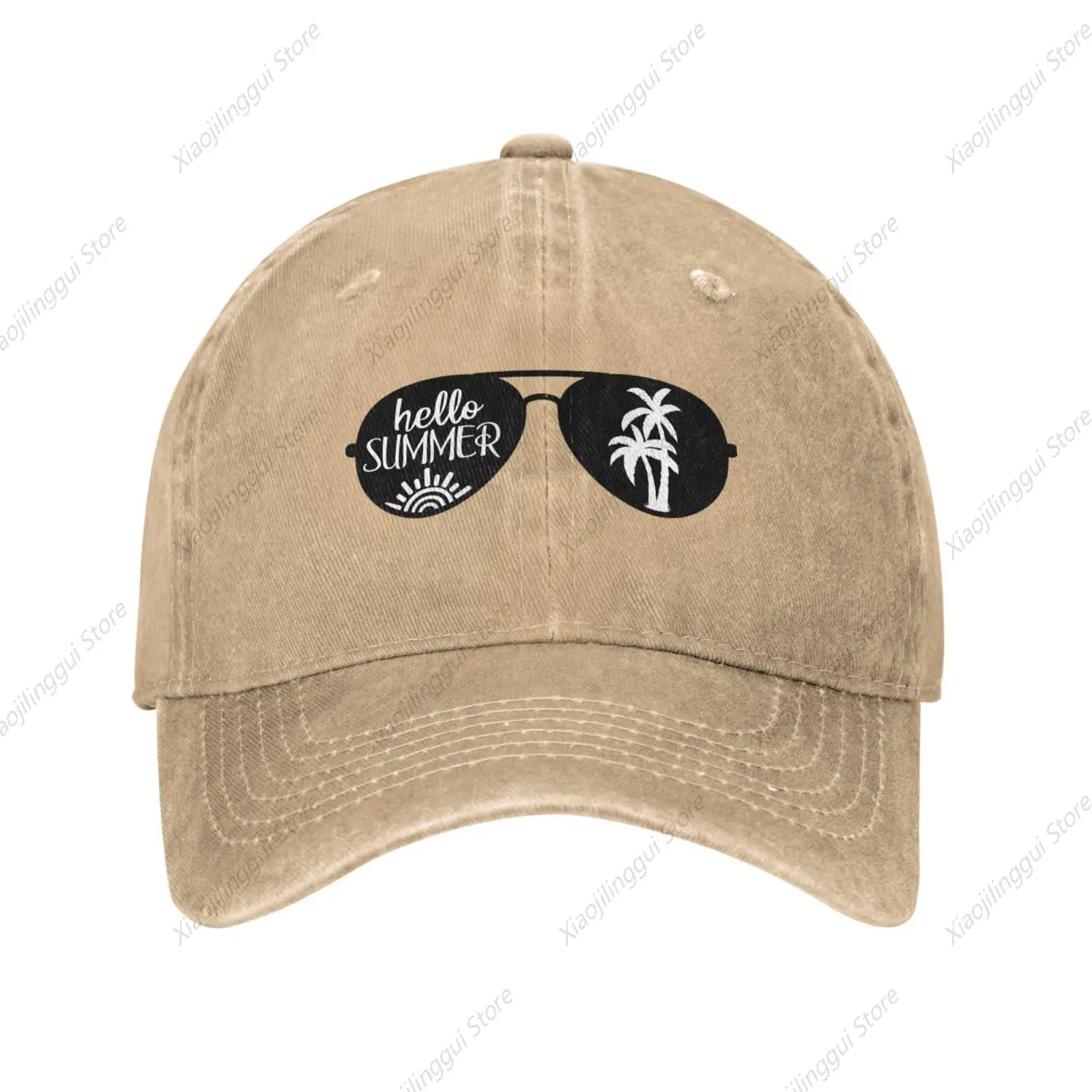 Adult Vintage Trucker Dad Hat Highland Cow Black and White Baseball Cap Funny Cowboy Hat Hello Summer Sun Palm Trees Sunglasses