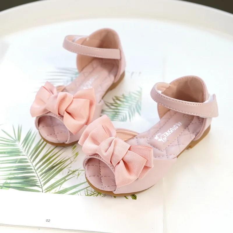 

Girls Bowknot Shoes Fashion Korean Flats Wedding Party Dress Sandals Princess Shoes for Kids Toddler Children Solid Color Shoes