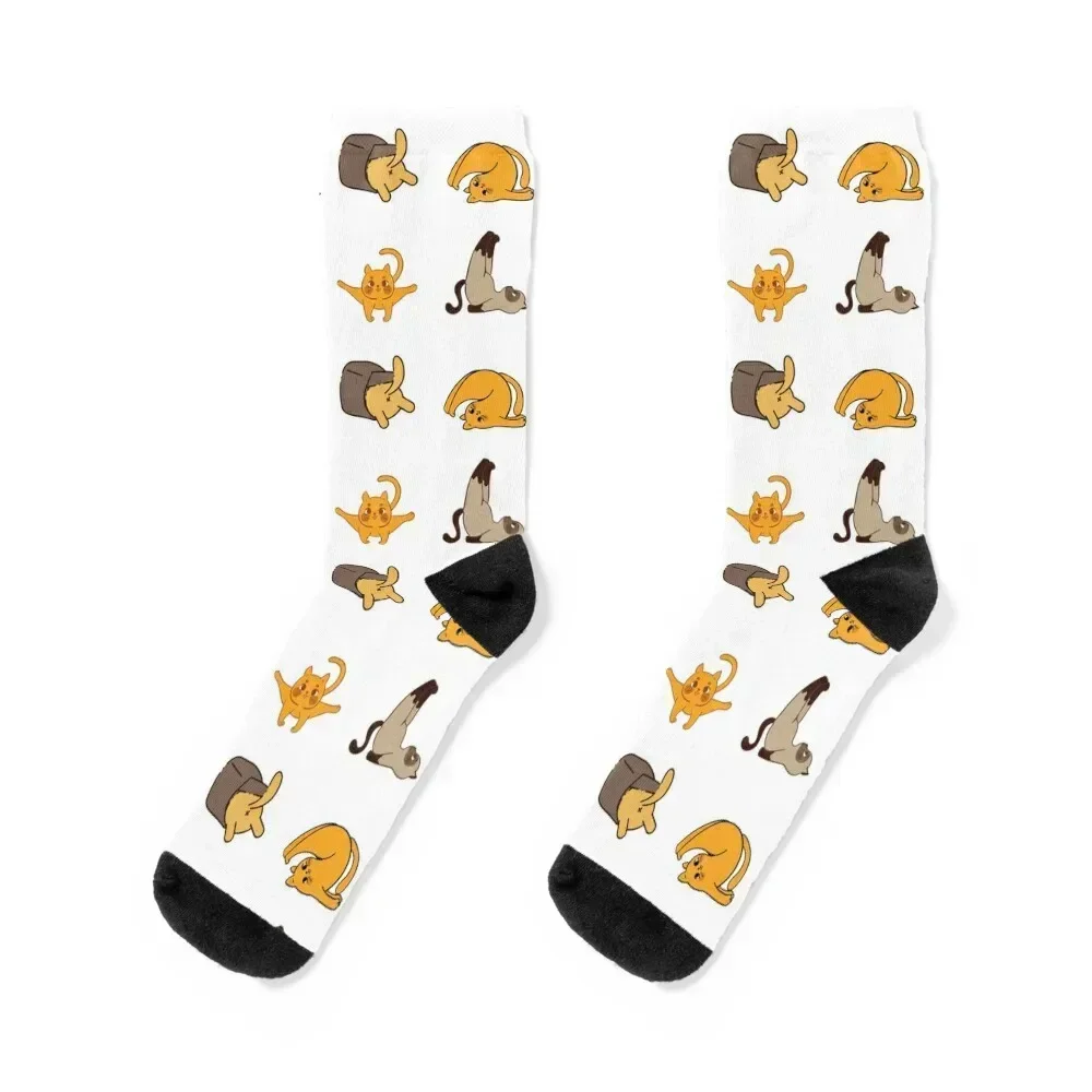 

Cat Yoga - Cats doing Yoga Poses Socks heated soccer anti-slip Toe sports Lots Men's Socks Women's