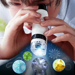 Kit de microscope avec lumière LED pour enfants, laboratoire, maison, école, Seattle Science dos, jouets, cadeau d'anniversaire, déterminer, 60X à 120X