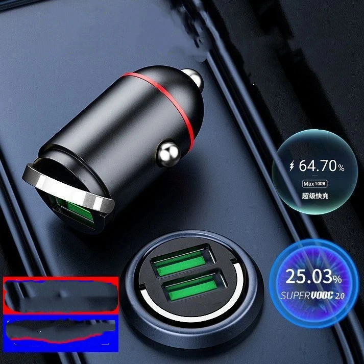 100W/200W QC3.0 PD Mini Car Charger 12-24V Lighter Fast Charging Car USB Type C Charger for Xiaomi Samsung Huawei IPhone Power