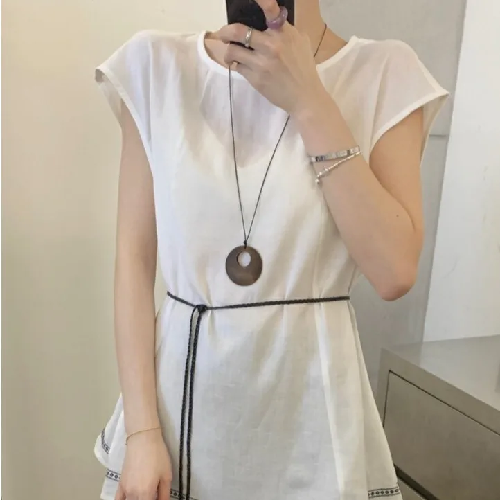 Coreano Sle rotondo Ne Nastro Vita che dimagrisce Fly Sve irt Donna Estate Nuovo design Sensation Ele Small irt