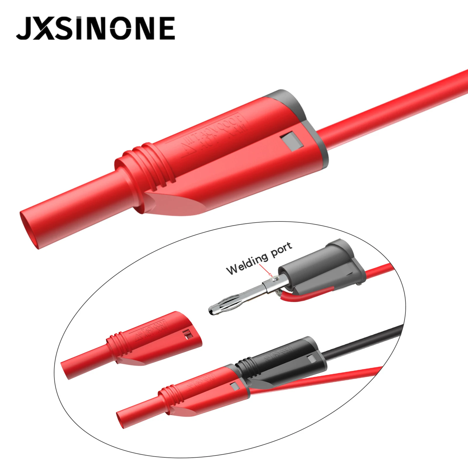 JXSINONE P1050B 20PCS Stackable 4mm Banana Plug Silicone Test Lead Kit with probes Alligator Clip U-type Harpoon for Multimeter