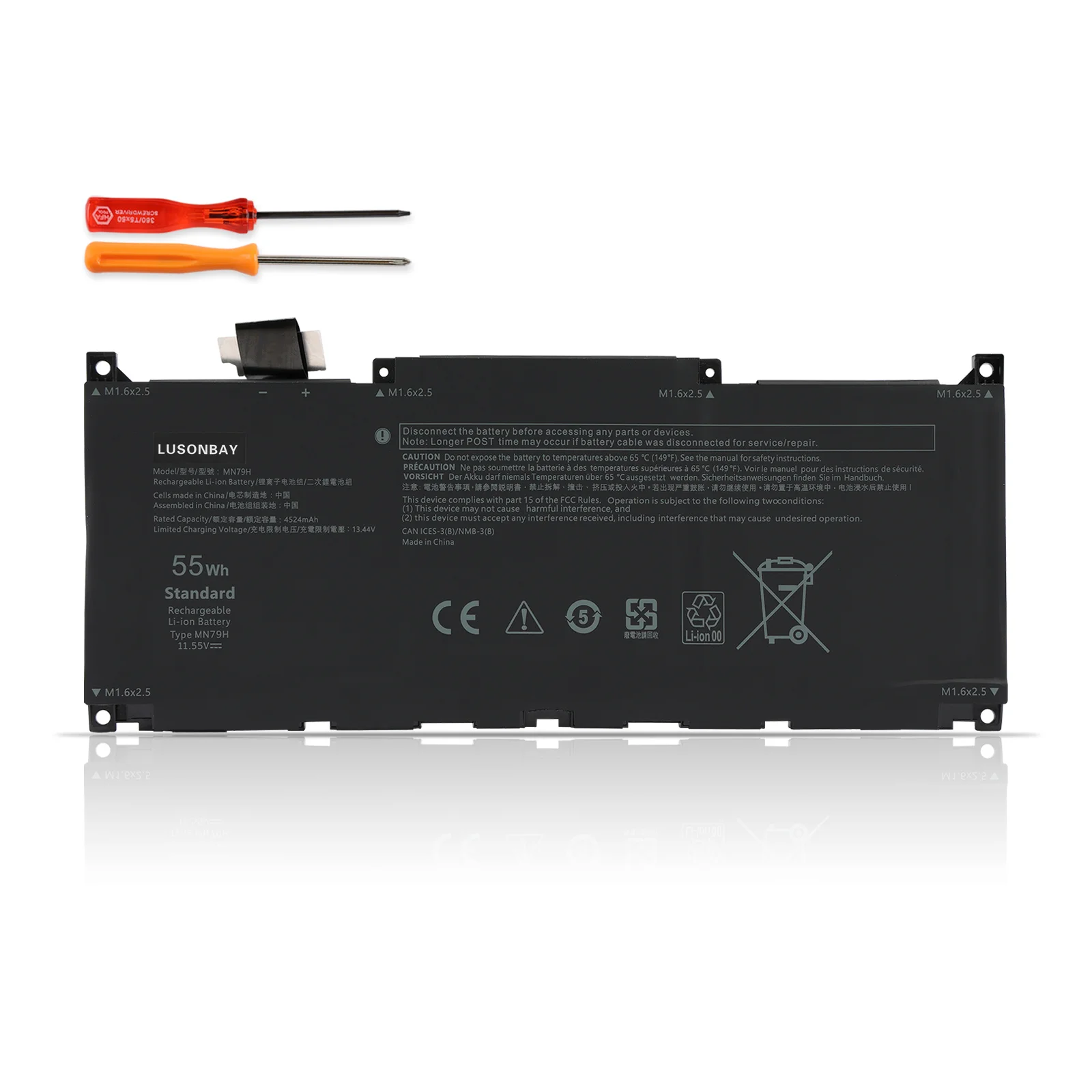 

LUSONBAY 11.55V 55Wh 4524mAh MN79H Laptop Battery For DELL XPS 13 Plus 9320 i5 93204K MN79H 0J7H5M J7H5M
