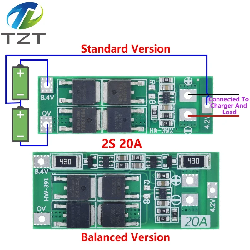 1/5PCS 2S 20A 7.4V 8.4V 18650 Lithium Battery Protection Board/BMS Board Standard/Balance For DIY