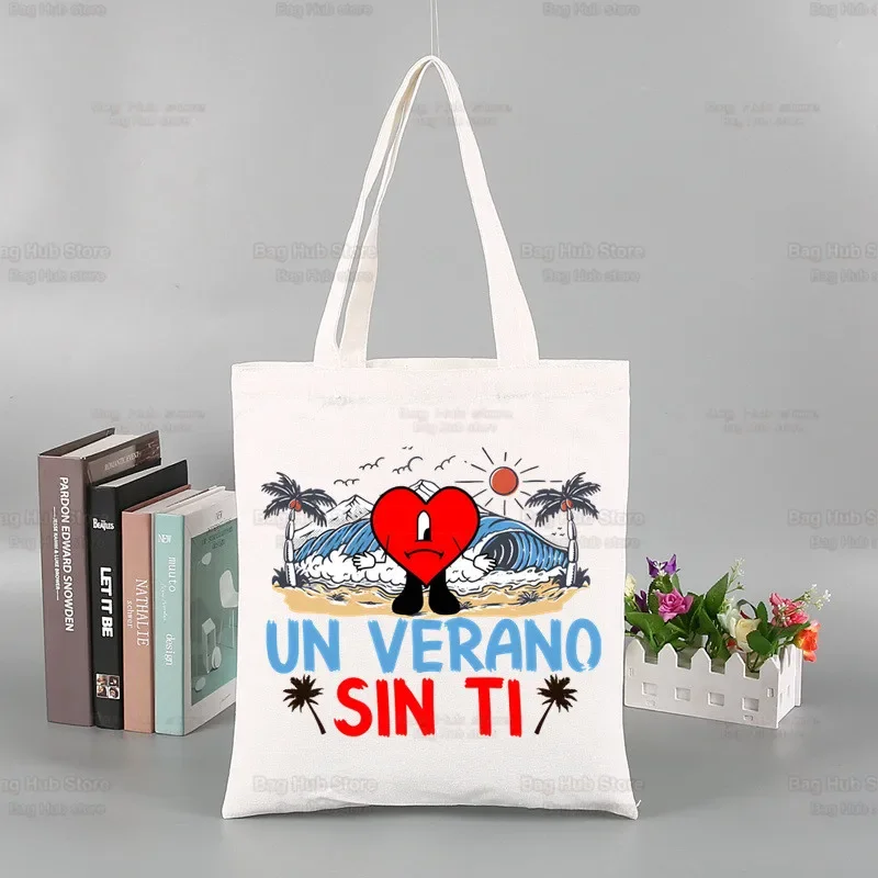 Un Verano Sin Ti Shopping Bag Shopper Eco Bad Bunny Canvas Shopper Bolsas De Tela Maluma Yo Perreo Sola Bag Shoping Reusable