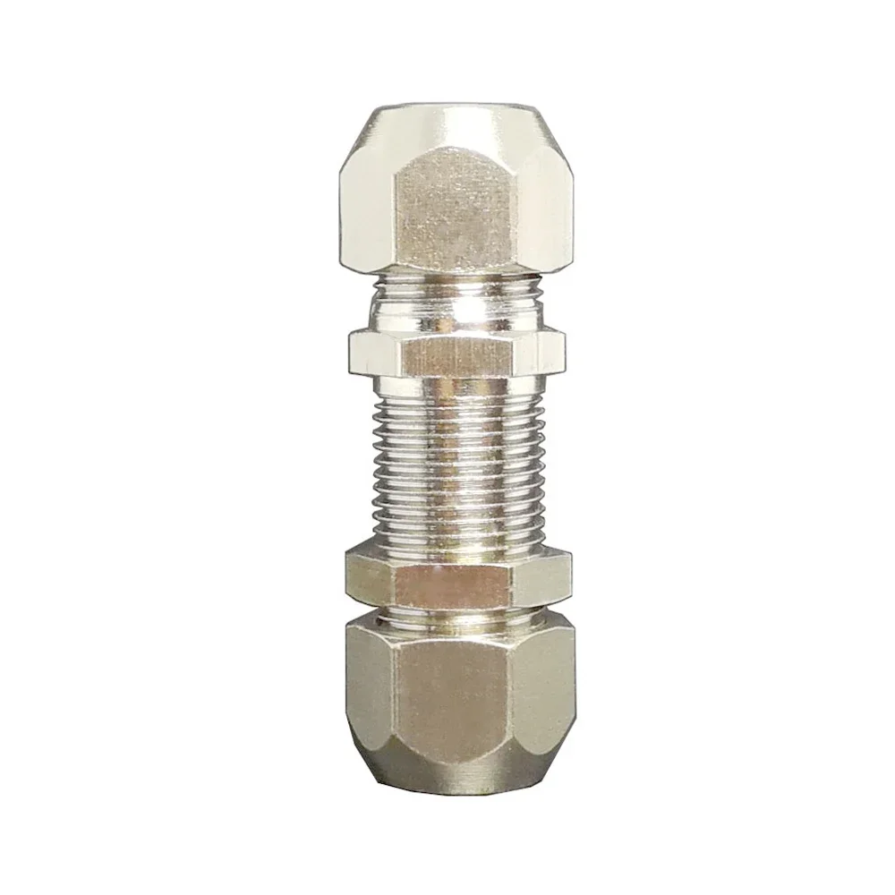 Bulkhead Straight Compression Union Fitting, niquelado, latão água gás combustível tubo, Fit tubo painel, 6mm, 8mm, 10mm, 12mm