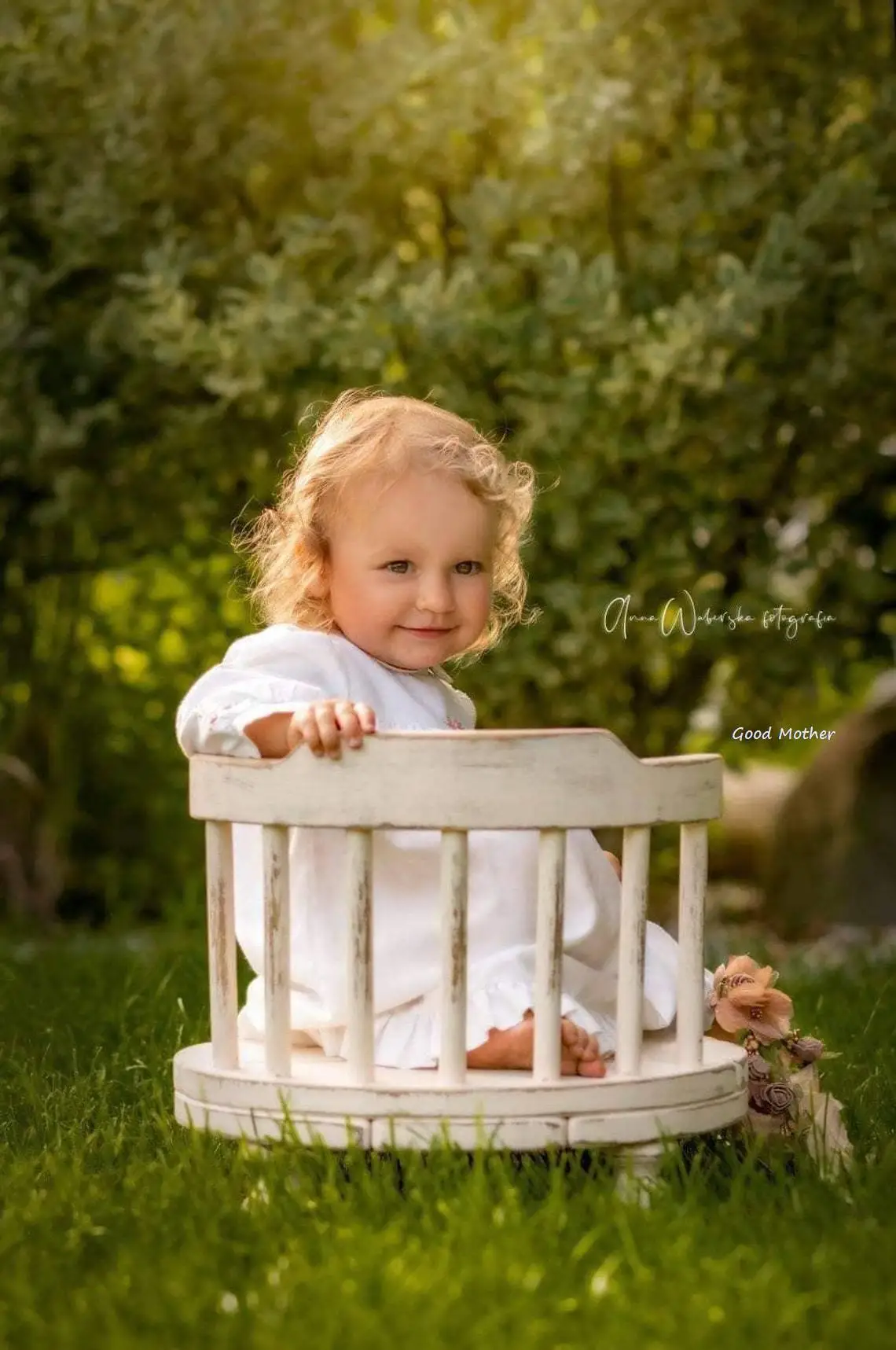 Nieuwe Kinderfotografie Rekwisieten Ronde Been Houten Stoel Oude Stoel Pasgeboren Fotografie Rekwisieten Kinderen Foto Rekwisieten