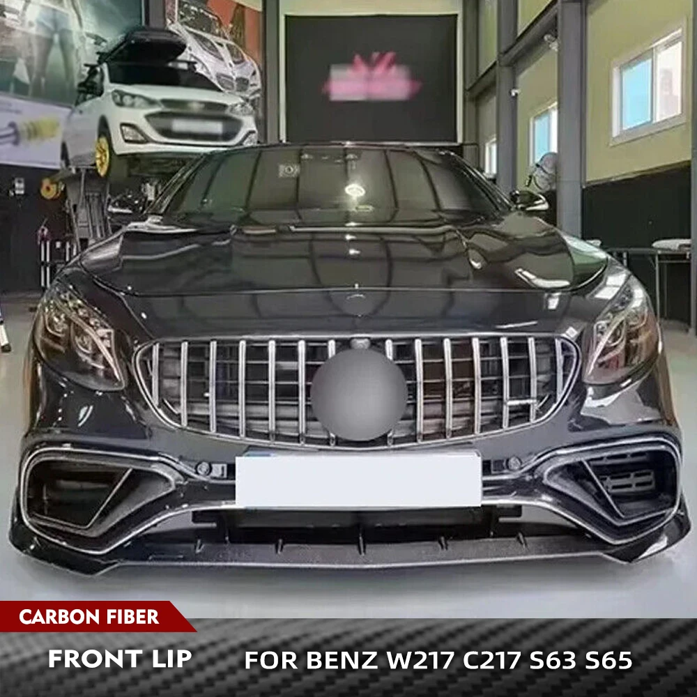 

For Mercedes Benz S Class W217 C217 S63 S65 Coupe 2018-2021 Carbon Fiber Car Front Bumper Lip Car Front Racing Body Kits