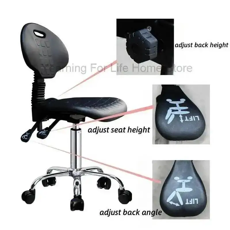 Stool with Adjustable Height Industrial Polyurethane Drafting Swivel Seat Tilt Control Polyurethane Chair For Laps Factory Areas