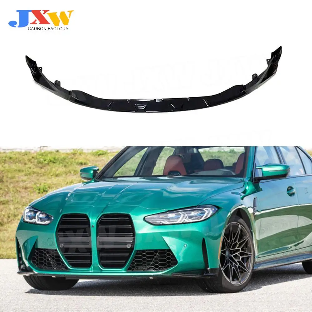 

ABS Carbon Look /Gloss Black Front Bumper Lip Chin Spoiler Three-stage for BMW G80 G82 G83 M3 M4 2021 + Car Bumper Lip Styling