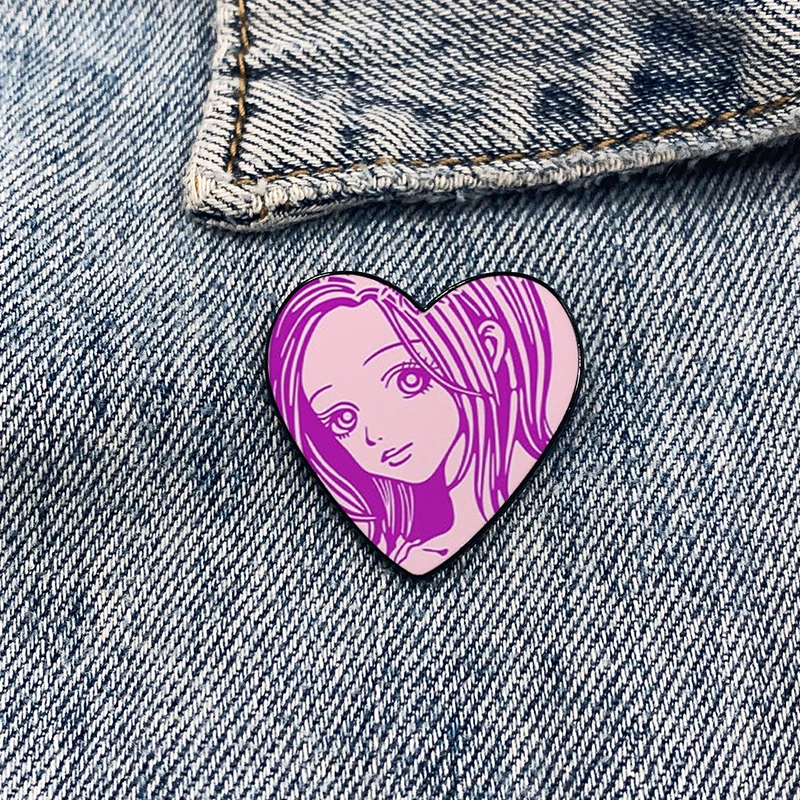 Nana Komatsu Barbed Wire Hear Heart-shaped Pin Funny Brooches Shirt Lapel teacher Bag Cute Badge Cartoon pins for women