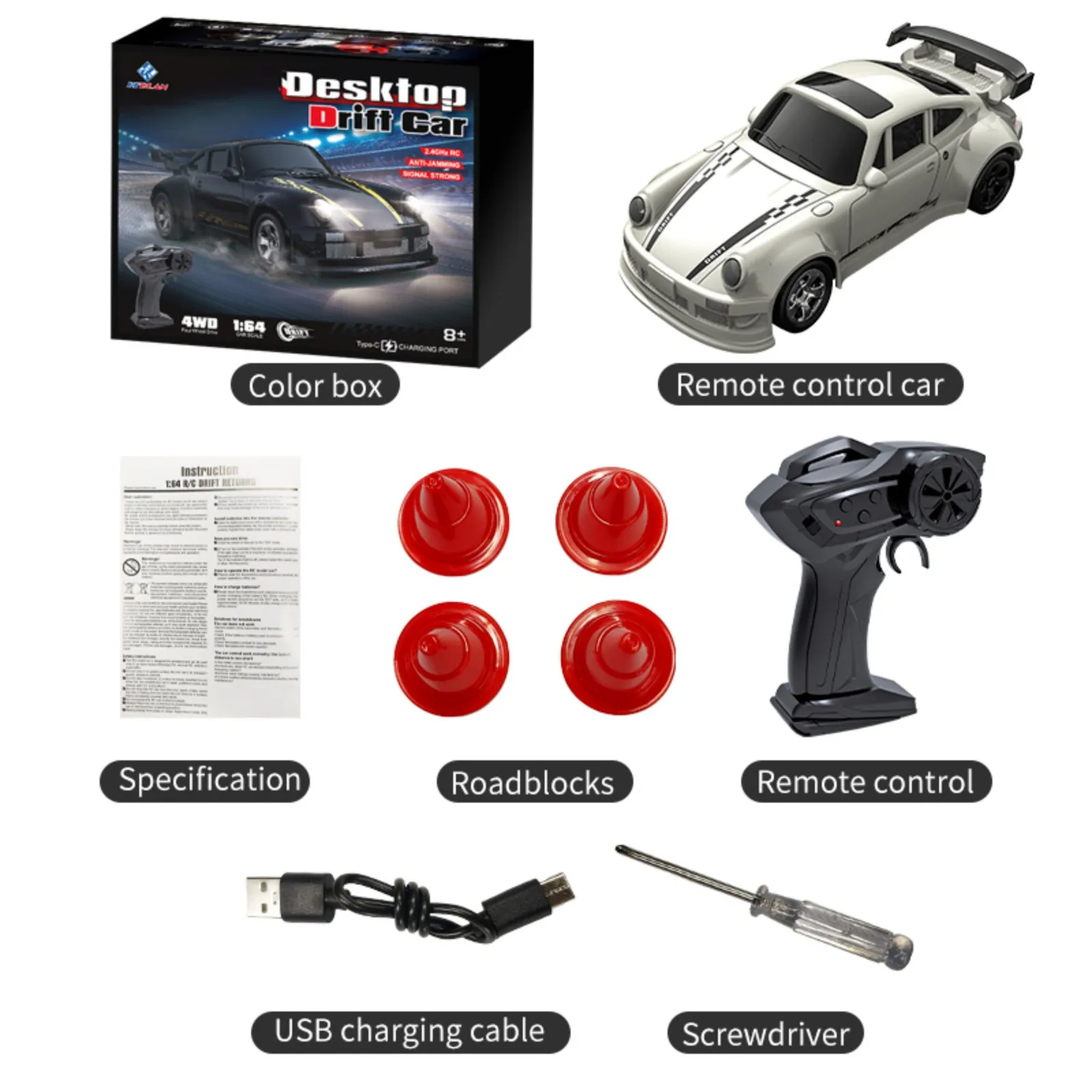 KF20 1:64 RC Drift Auto 2,4G High-Speed-Rennwagen Allrad Mini Desktop Fernbedienung Auto Elektrische Spielzeug elektrische Spielzeug Kinder