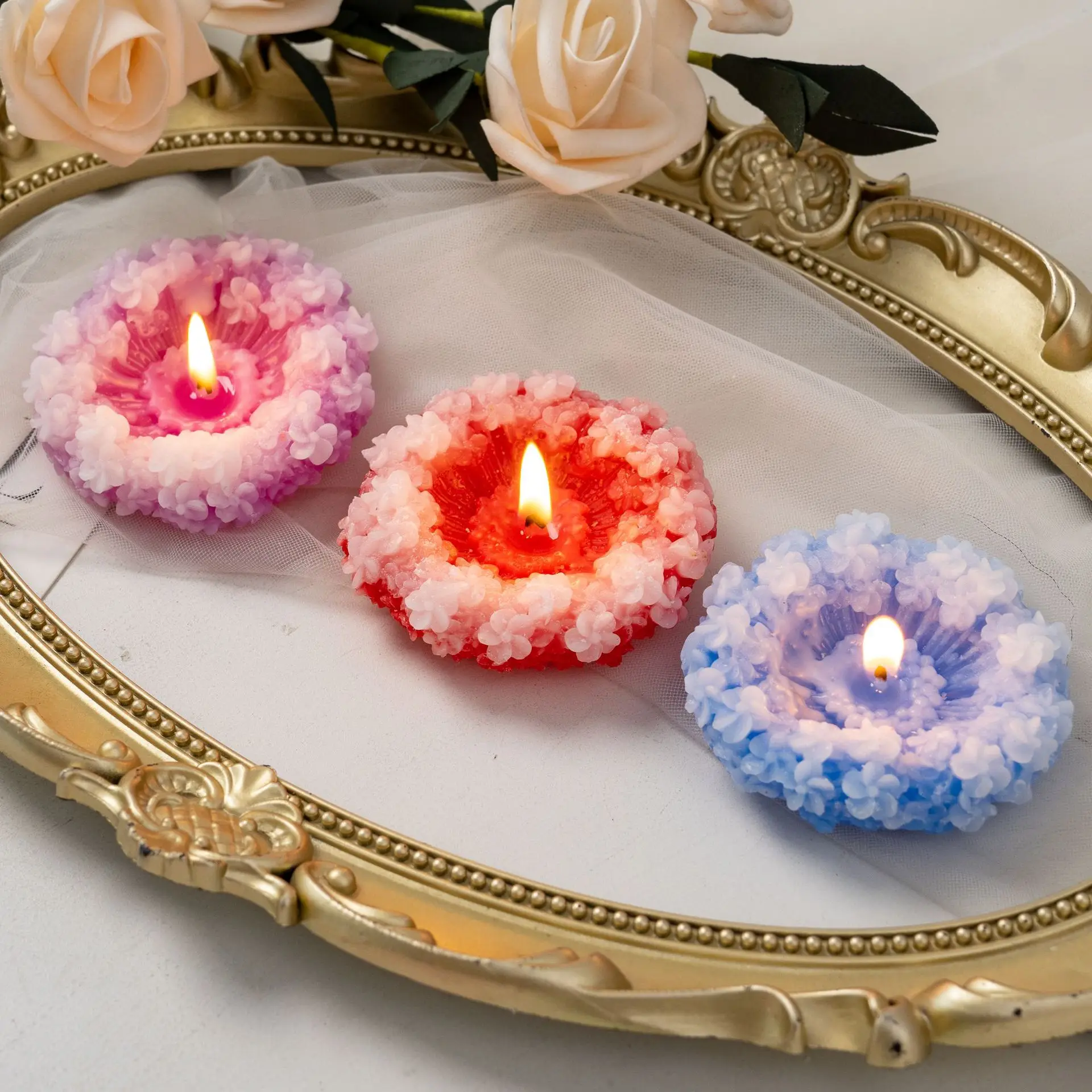 Gradient Hydrangea Floral Candle, Romantic Flower Aroma Wedding Proposal Bedroom Decor Gift