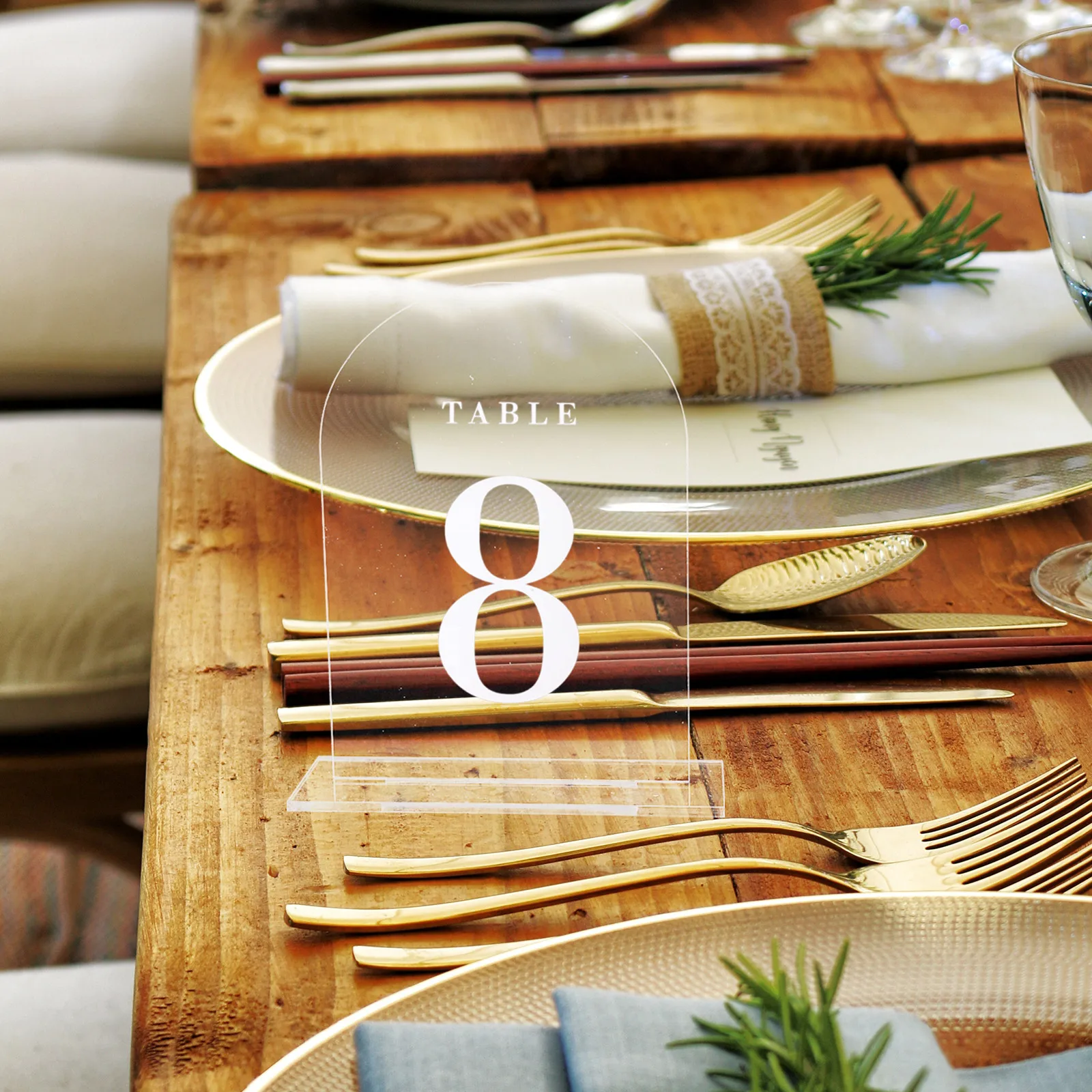 

6pcs Acrylic Table Number Signs Blank Stand Wedding Party Favor Table Numbers Sign For Banquet Restaurant Hotel Event Decor