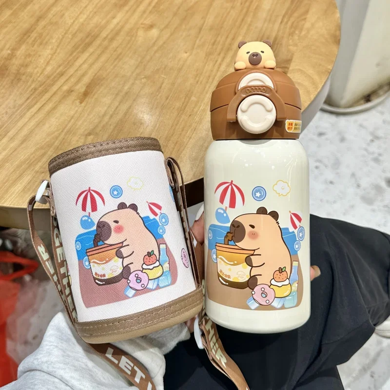 

Милая детская изолированная чашка с героями мультфильмов для девочек и мальчиков, школьный соломенный термос из нержавеющей стали 316, термостойкие рукава для чашек, 500 мл