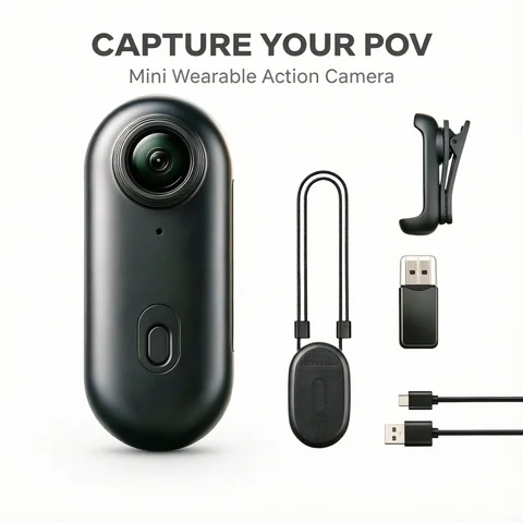 4K HD Mini Vlog Camera with WiFi Wireless Portable Action Body Cam for Sports Travel Photography Pocket Sized Video Recorder