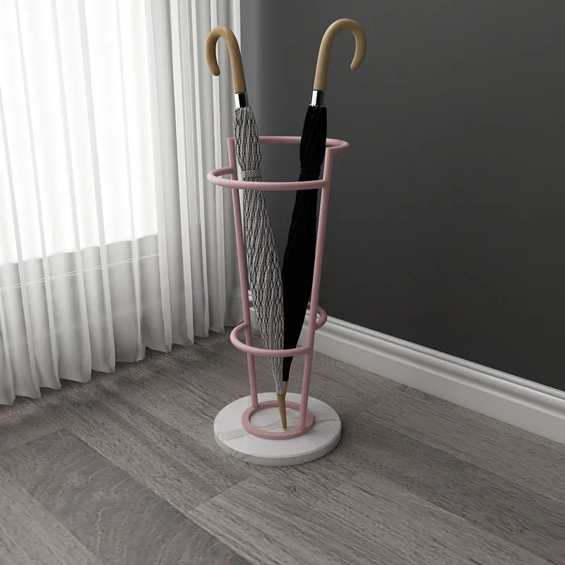 Nordic Metal Umbrella Stand Marble Base Hook Design Waterproof Anti-Slip Geometric Frame for Home And Office Decor