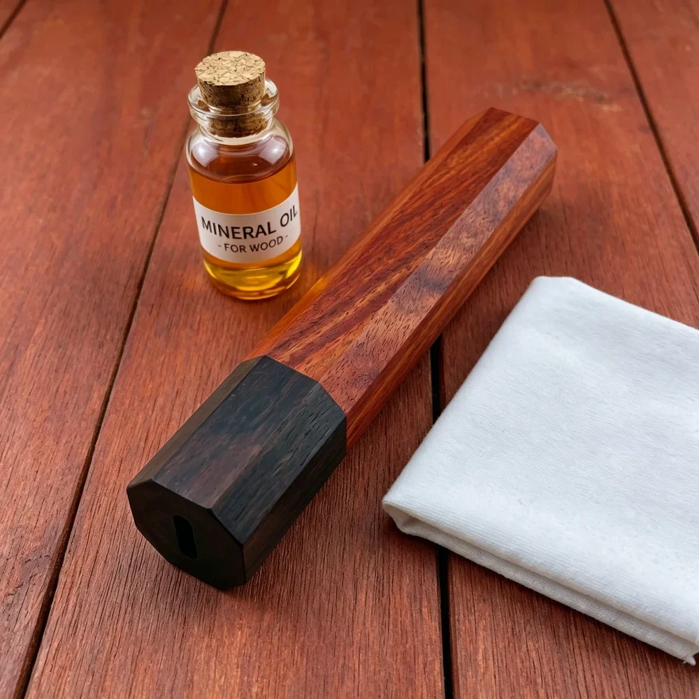 Octagonal Blood Sandalwood & Ebony Handle Materials 1PC Wear Resistant & Anti-corrosion Hardwood Material Handmade