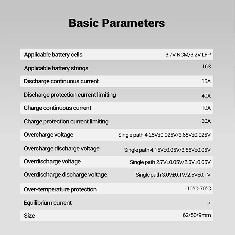 نظام إدارة البطارية Heltec BMS: توافق 16S NCM/LFP، شحن 10 أمبير وتفريغ 15 أمبير #3