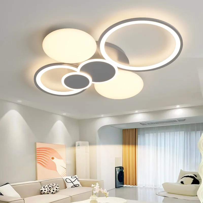 Luz de teto atmosférica simples, luz principal nórdica e cremosa para sala de estar