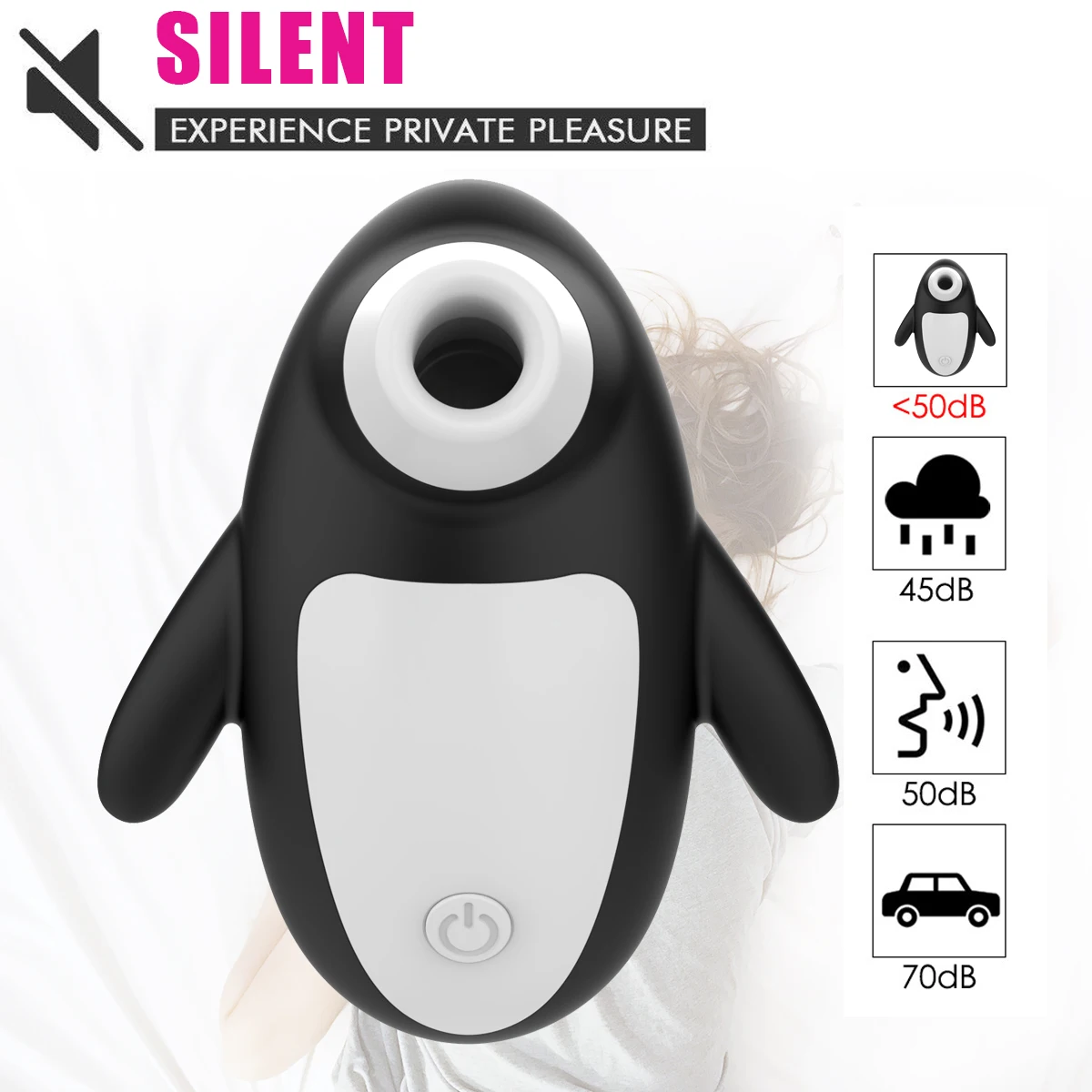 Penguin Oral Sucking Vibrator for Women Clitoral Nipple Stimulator with 10 Powerful Vibration Modes Waterproof Clit Sex Toys