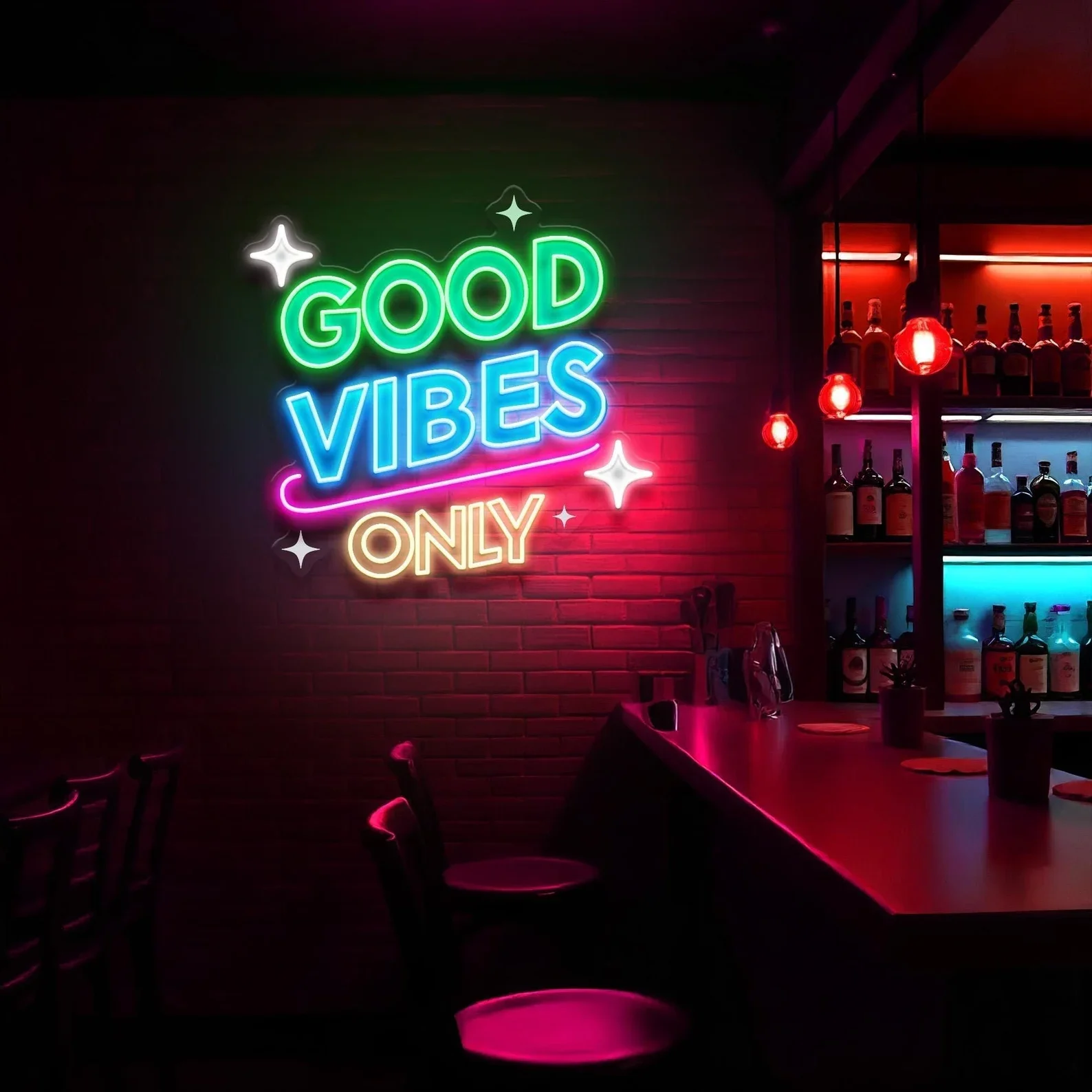 Good Vibes Only Neon Sign, Wall Decor for Bar, Game Room & Home, Custom Good Vibes Only Neon Sign, Aesthetic Wall Art and Gift
