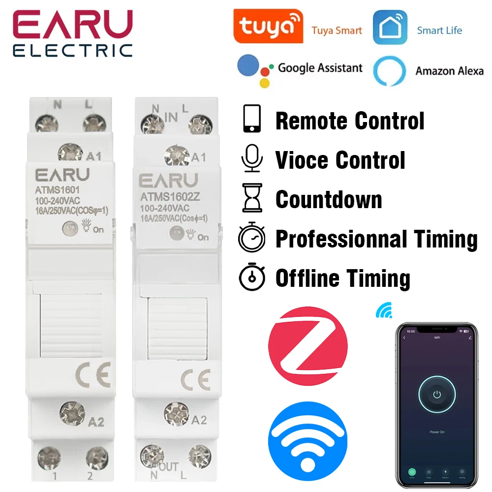 

Tuya ZigBee WiFi Smart Circuit Breaker Timer Relay Energy kWh Voltage Current Remote Control Switch Alexa Google Home Assistant