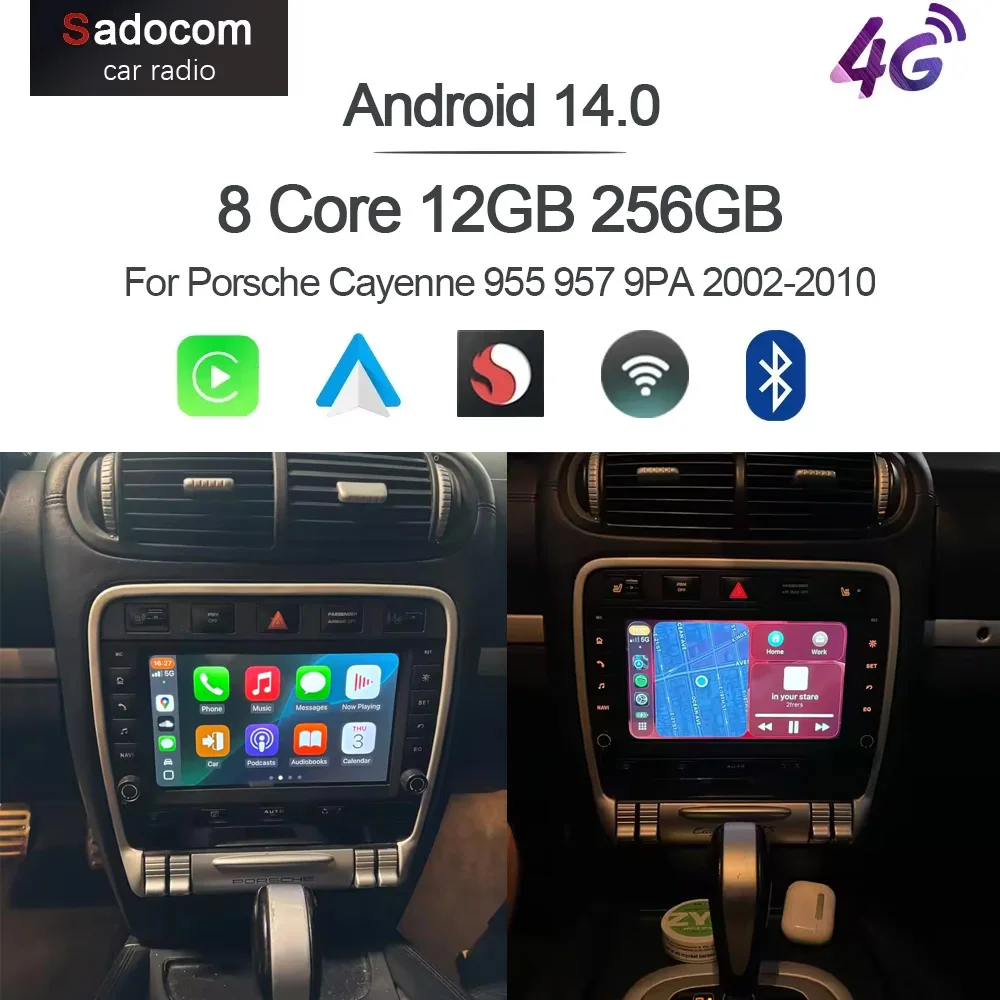 7" Carplay DSP Android 14 8GB + 256GB 8Core Multimedia Player Autoradio GPS Radio Wifi für Porsche Cayenne 955 957 9PA 2002-2010