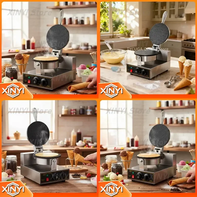 for Electric Egg Roll Cone Maker Commercial Cone Baker Machine Household Non-Stick Waffle Cones Bowl Maker Temperature Time