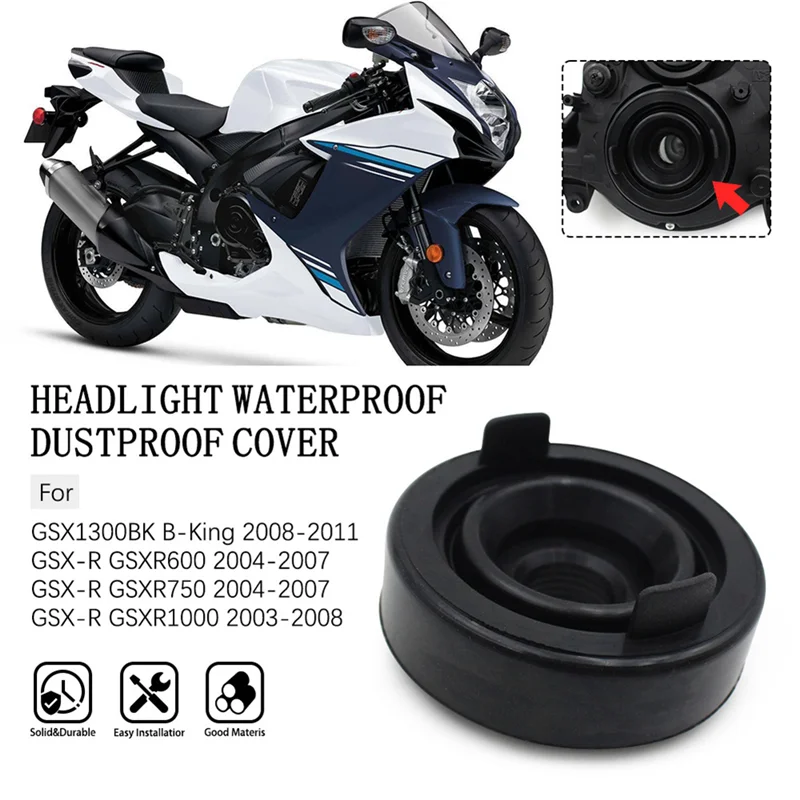 Motorcycle Headlight Waterproof Dustproof Rear Cover Headlamp Dust Cap For SUZUKI GSXR600 GSXR750 2004-2007 GSXR1000