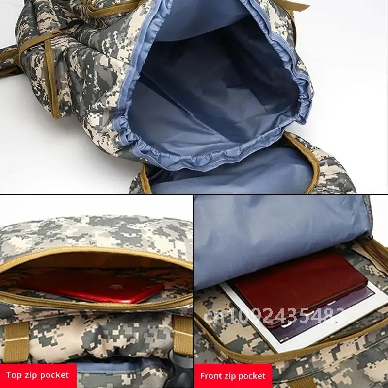 Mochila camuflada ao ar livre masculina, grande capacidade, à prova d'água, militar, mochila de viagem para homens, bolsa de caminhada