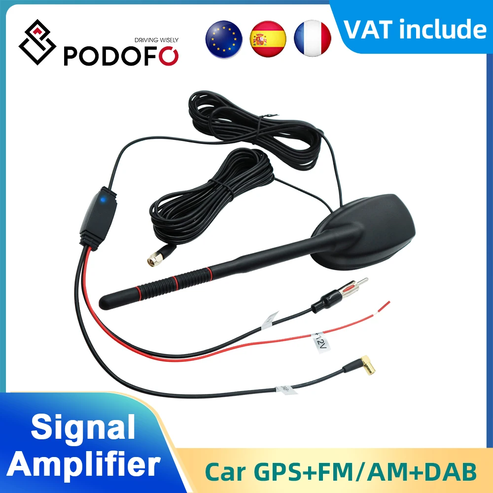 Podofo Universal Car GPS+FM/AM+DAB Radio Antenna Aerial Signal Amplifier DAB+ Receiver