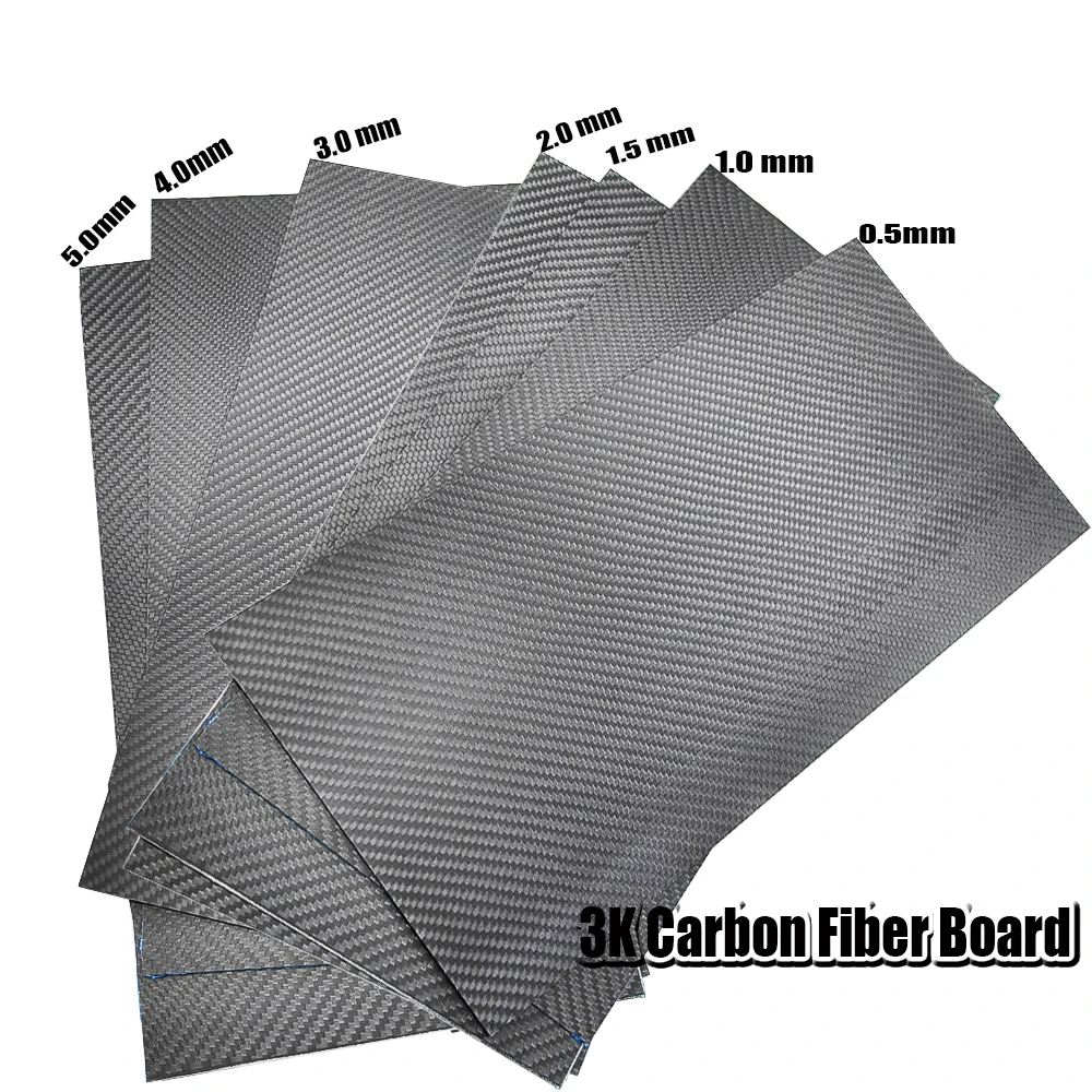 400mm X 200mm 3K Carbon Fiber Plate Panel Sheet (0.5,1,1.5,2,3,4,5)mm High Composite Hardness Material Plate