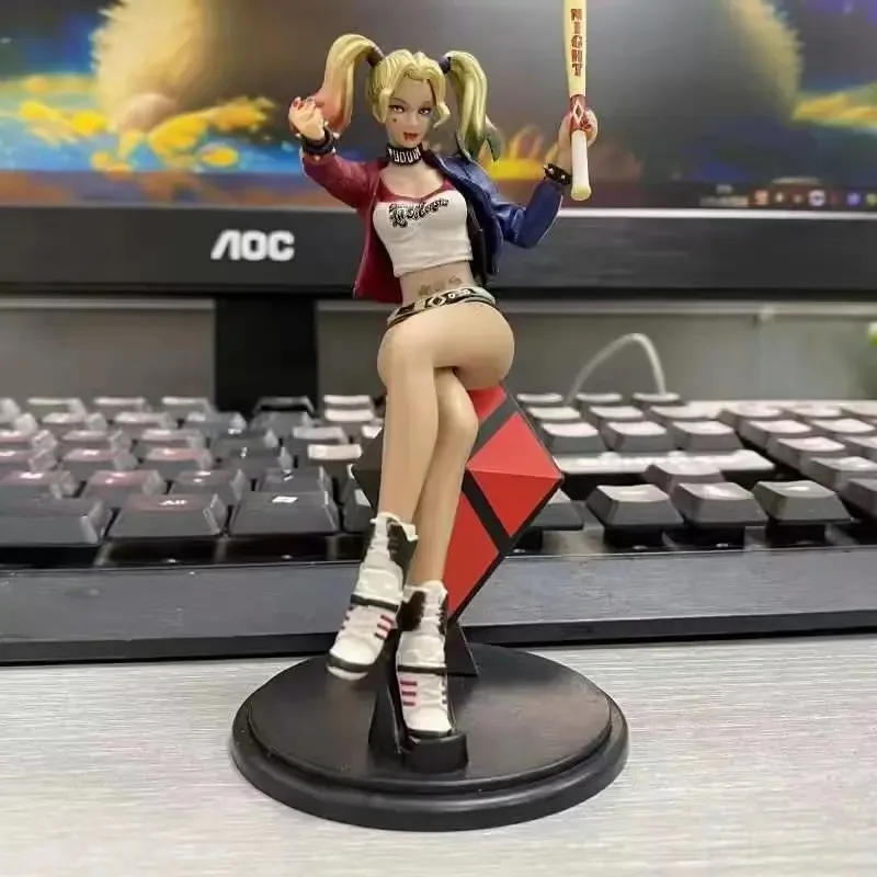 Hot toys DC Anime Joker Woman Harley Quinn Statue Action Figure Toy Comic Q Version  Model Collection With Base Decoration Gifts