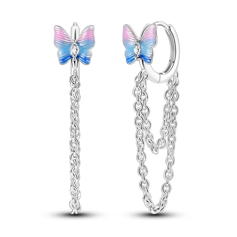 

925 Sterling Silver Earrings Women Butterfly Chain Drop Earring For Anniversary Wedding Jewelry Gifts