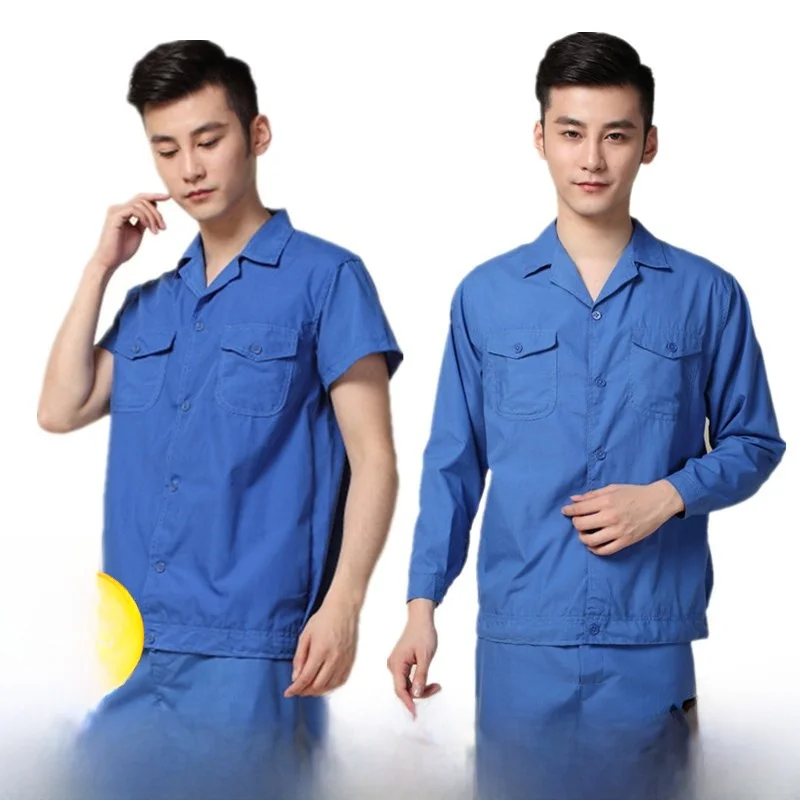 

Summer Work Uniform Set Thin Long Sleeve Short Sleeve Car Repair Workwear Women's Men's Cotton Blend Polyester Fabric Factory...