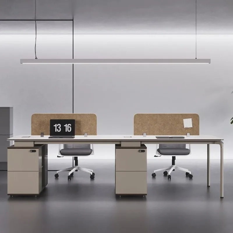 

Стол персонала компании, простая современная рабочая станция, офис 4/6 человек, комбинация белого стола и стула