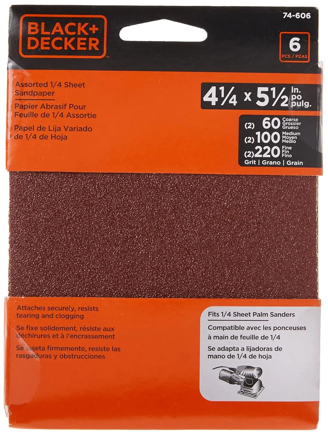 

Sandpaper Assortment 1/4-Inch Sheet 6-Pack for Wood Fiberglass Plastic Finishing