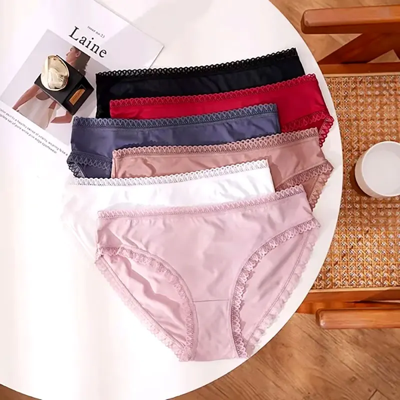 ملابس داخلية نسائية مثيرة منخفضة الخصر من ACELANDY ملابس داخلية ناعمة مفرغة من الدانتيل ملابس داخلية من الحرير الجليدي والساتان بلون واحد ملابس داخلية قابلة للتنفس #5