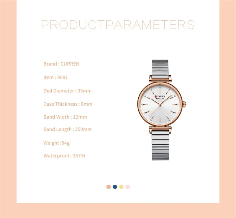 CURREN 9081 Elegante Damen-Quarzuhr, wasserdicht, Edelstahlarmband, Business-Damenuhr, Relojes De Mujer – Detail 3