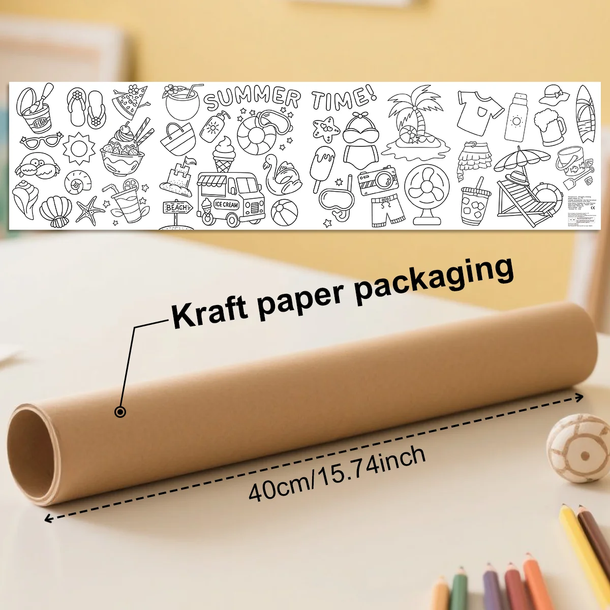 Scroll-kleurplaten op zomerthema - Uniek en creatief cadeau voor kinderen en volwassenen, perfect voor zomerplezier en ontspanning